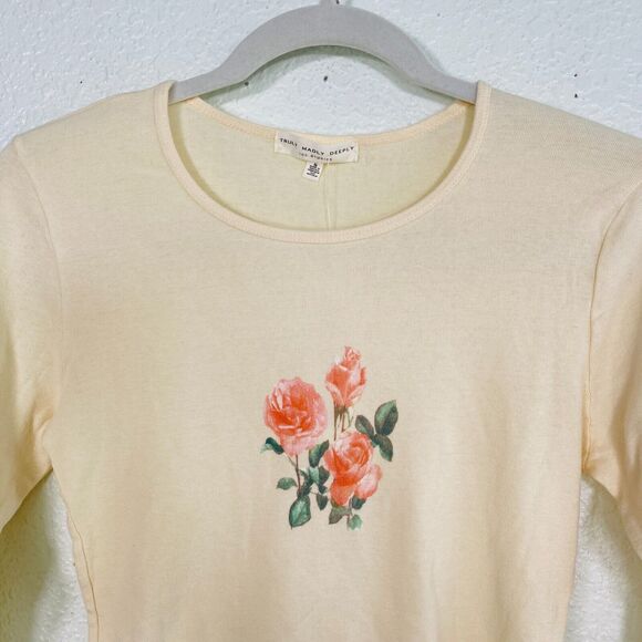Urban Outfitters Crop Top Womens Small Flower Floral Scallop Truly Madly Deeply - Picture 3 of 10